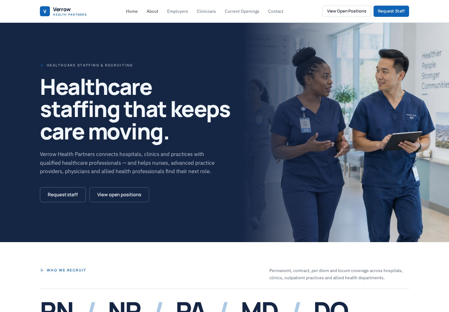 Healthcare Staffing website demo homepage