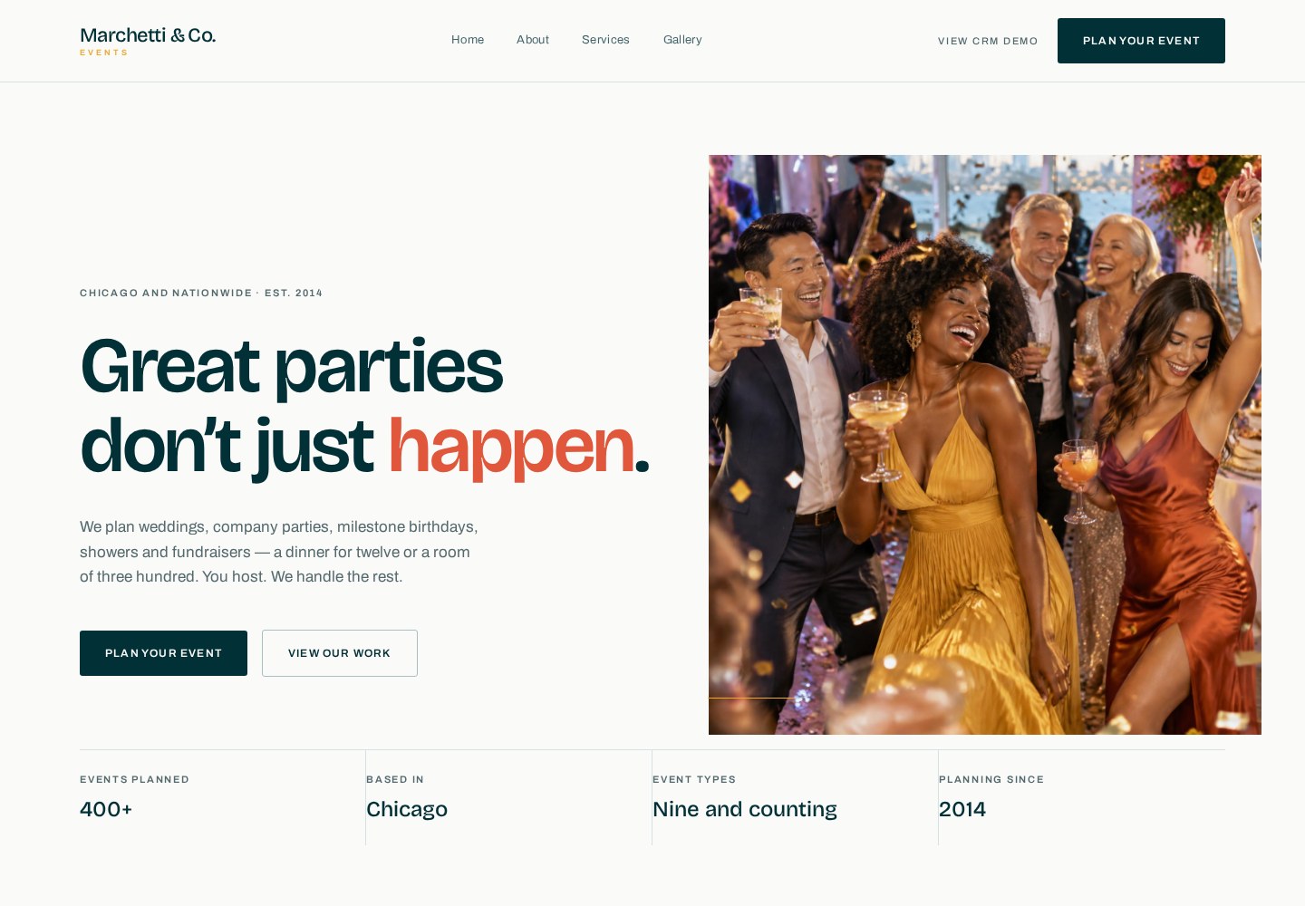 Event Professionals website demo homepage